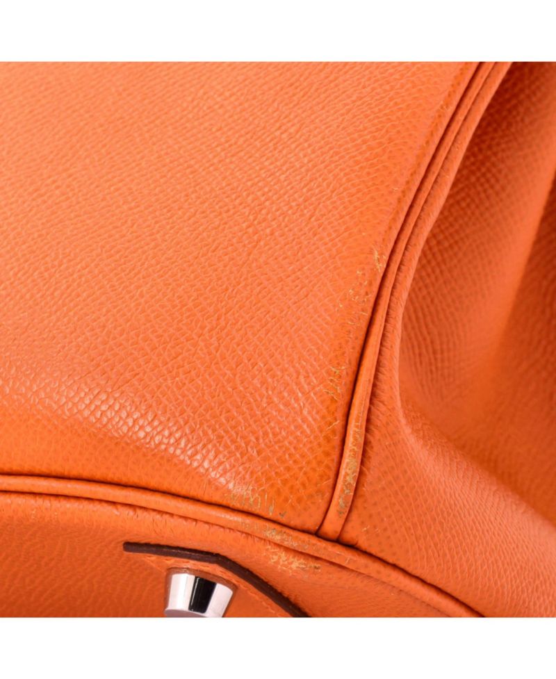 Birkin 30 Handbag Orange Epsom with Palladium Hardware