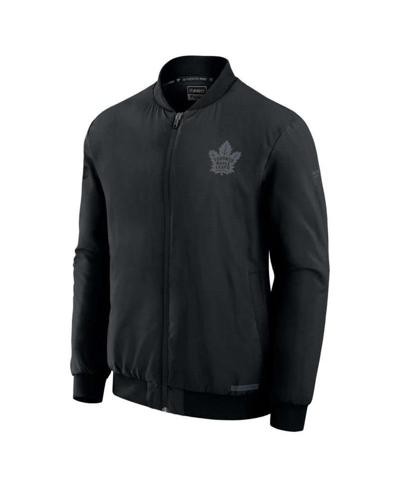 Men's Black Toronto Maple Leaf's Authentic Pro Road Full-Zip Bomber Jacket