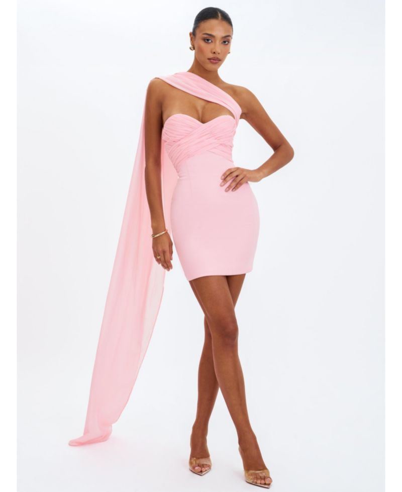 Women's Olivia Rose Pink Strapless Crossover Mini Dress
