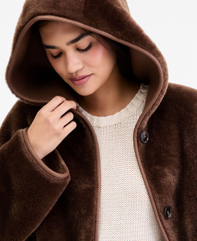 Women's Hooded Reversible Teddy Jacket, Created for Macy's