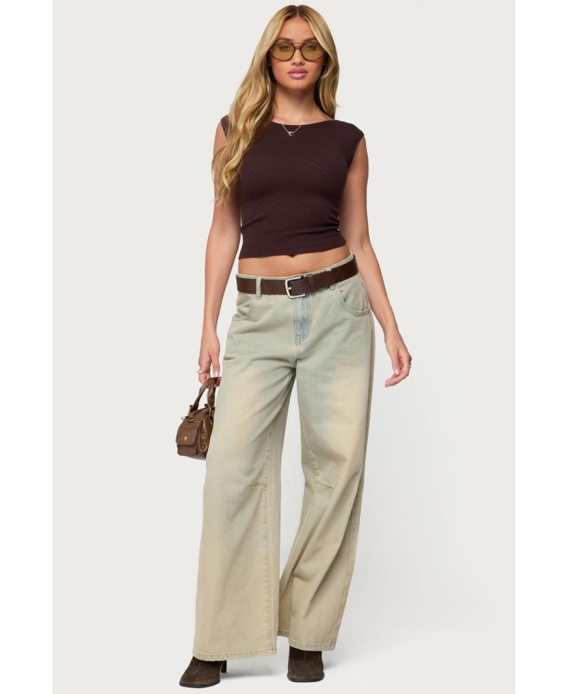 Women's Jarah Pointelle Knit Boat Neck Top