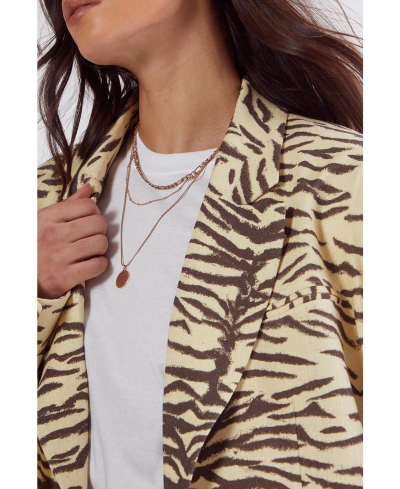 Women's Zebra Print Oversized Tailored Blazer