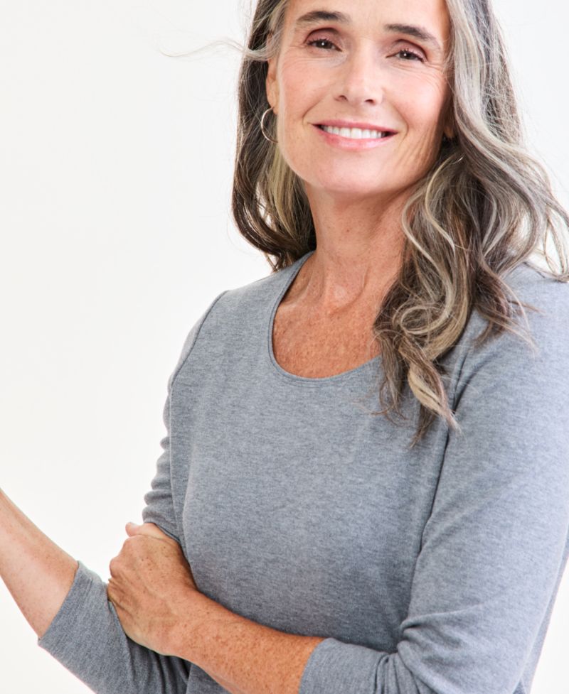 Petite Scoop-Neck Long-Sleeve Cotton Top