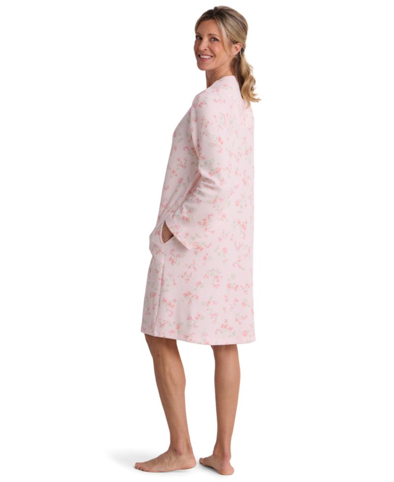 Women's Zip-Front Floral Textured Knit Robe