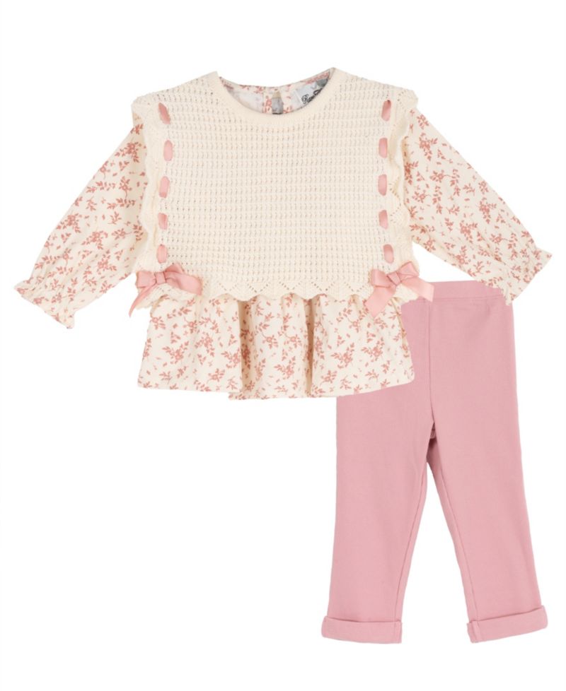Baby Girls' Knit Vest with Top and Knit Pants, 2-Piece Set