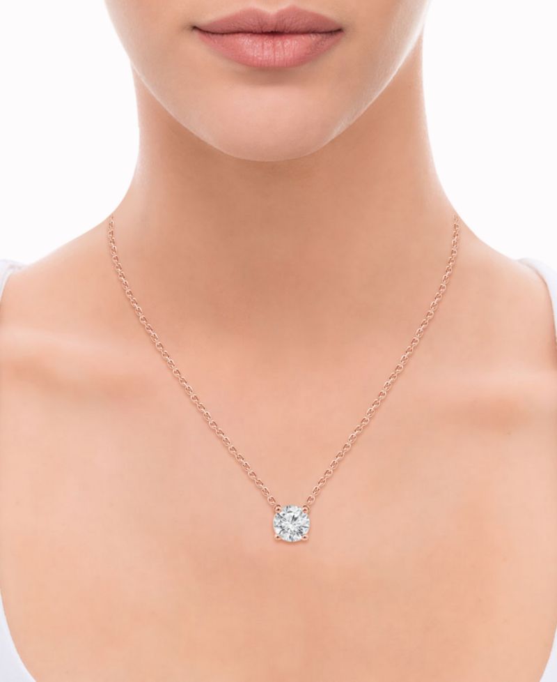 Certified Lab Grown Diamond Solitaire 18" Pendant Necklace (3 ct. t.w.) in 14k Gold