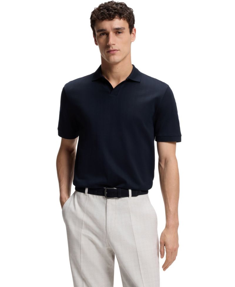 Men's Cotton-Jacquard Regular-Fit Polo Shirt