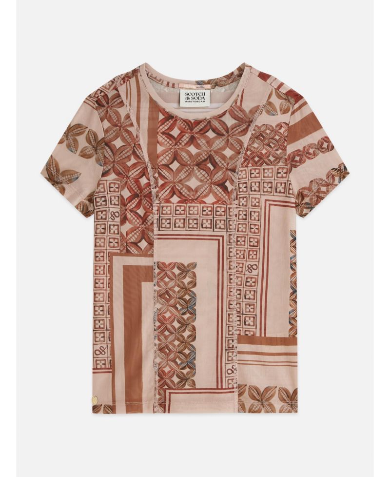 Women's Scotch and Soda Printed Mesh Slim-Fit T-Shirt
