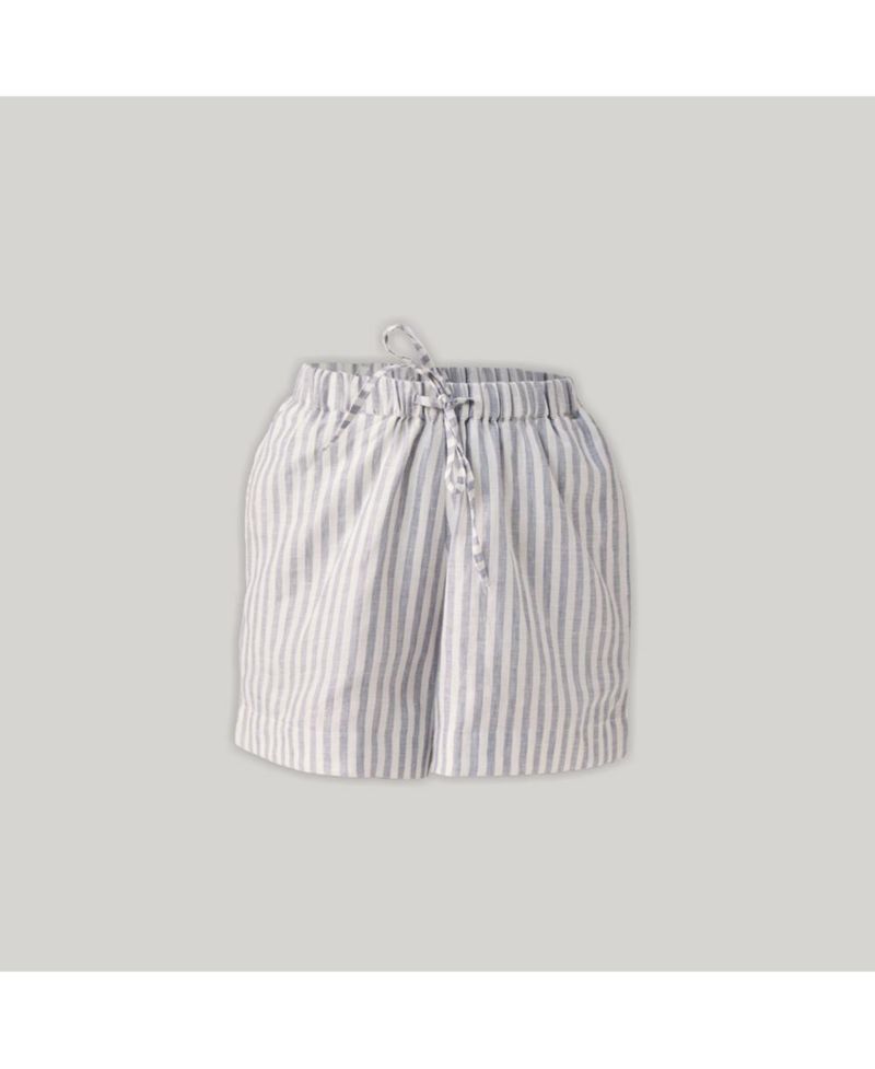 Women's Striped Linen Drawstring Relaxed Shorts