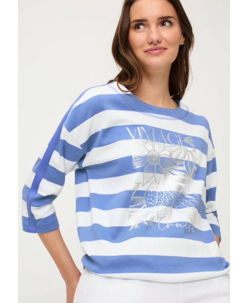 Women's Stripe and Placement Print Jersey Top
