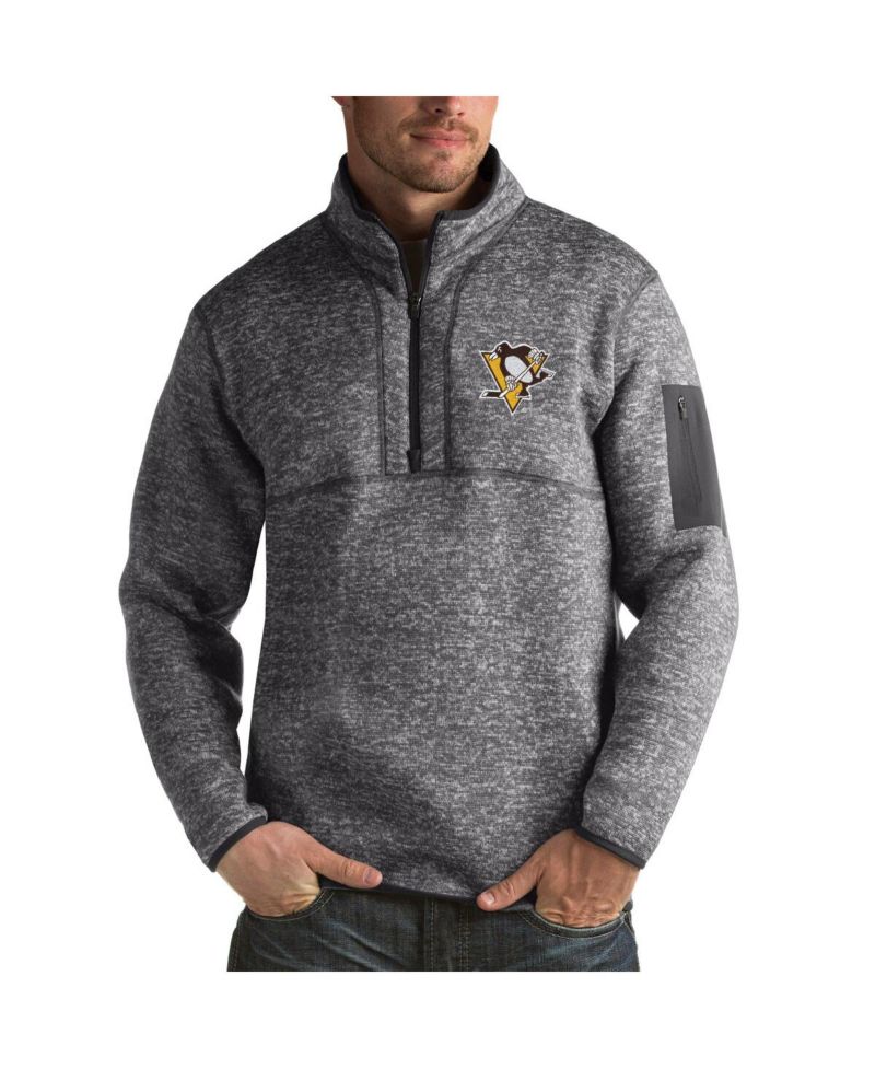 Men's Charcoal Pittsburgh Penguins Fortune 1/2-Zip Pullover Jacket