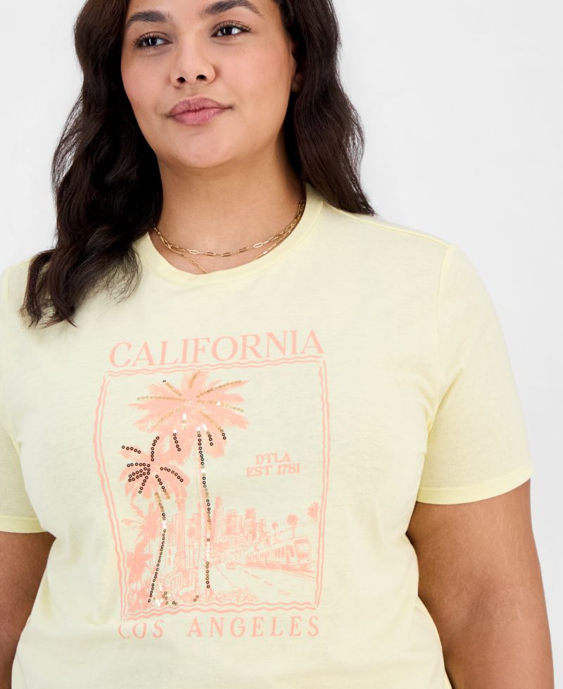 Trendy Plus California Sequin Graphic Tee