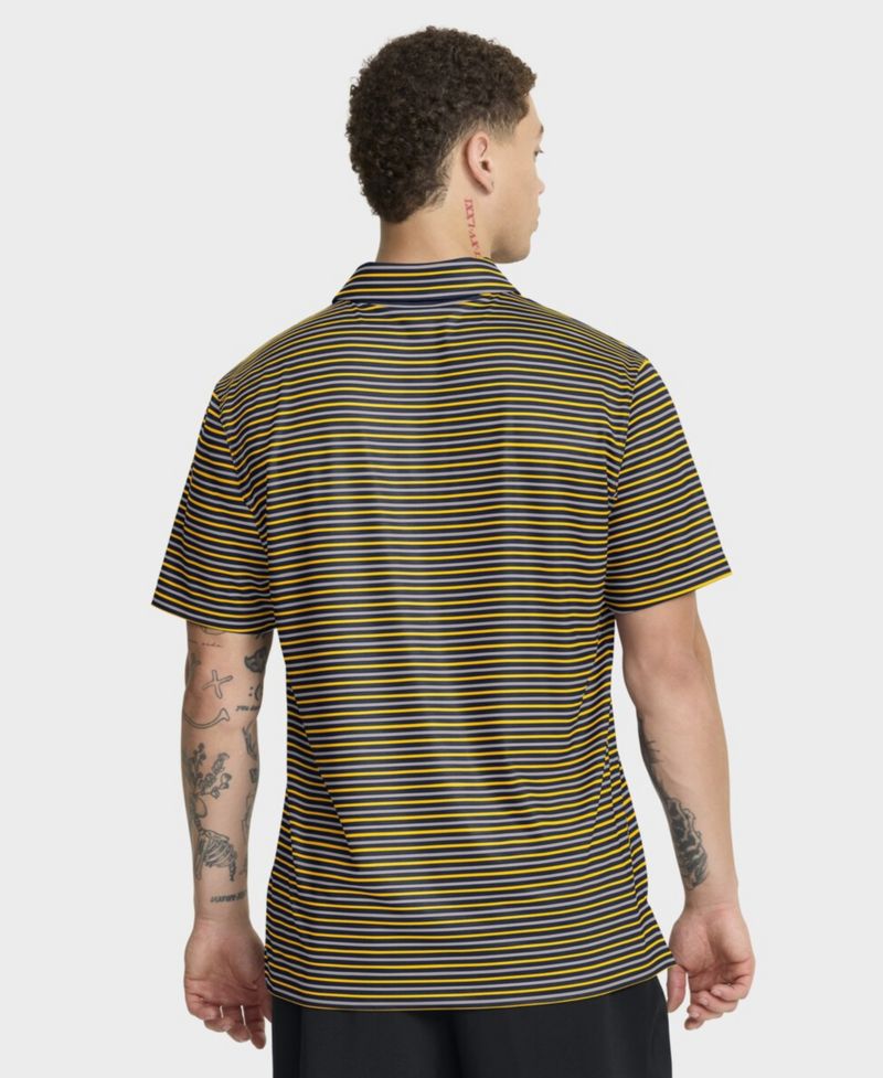 Men's Maize Michigan Wolverines 2025 Coaches Premium Tour Stripe Dri-FIT Polo Shirt