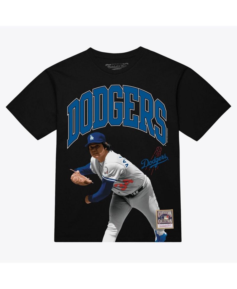 Men's Fernando Valenzuela Black Los Angeles Dodgers Photo Arch Player Graphic T-Shirt