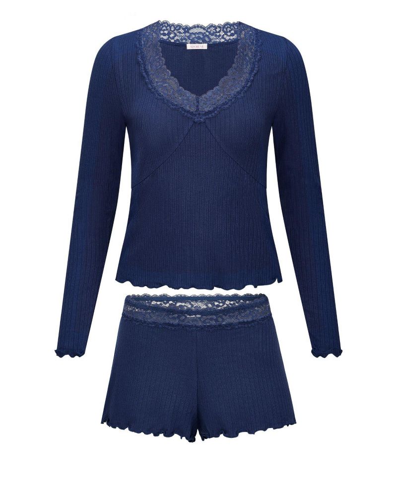 Plus Size Brooks Pajama Long Sleeve Top & Shorts Set