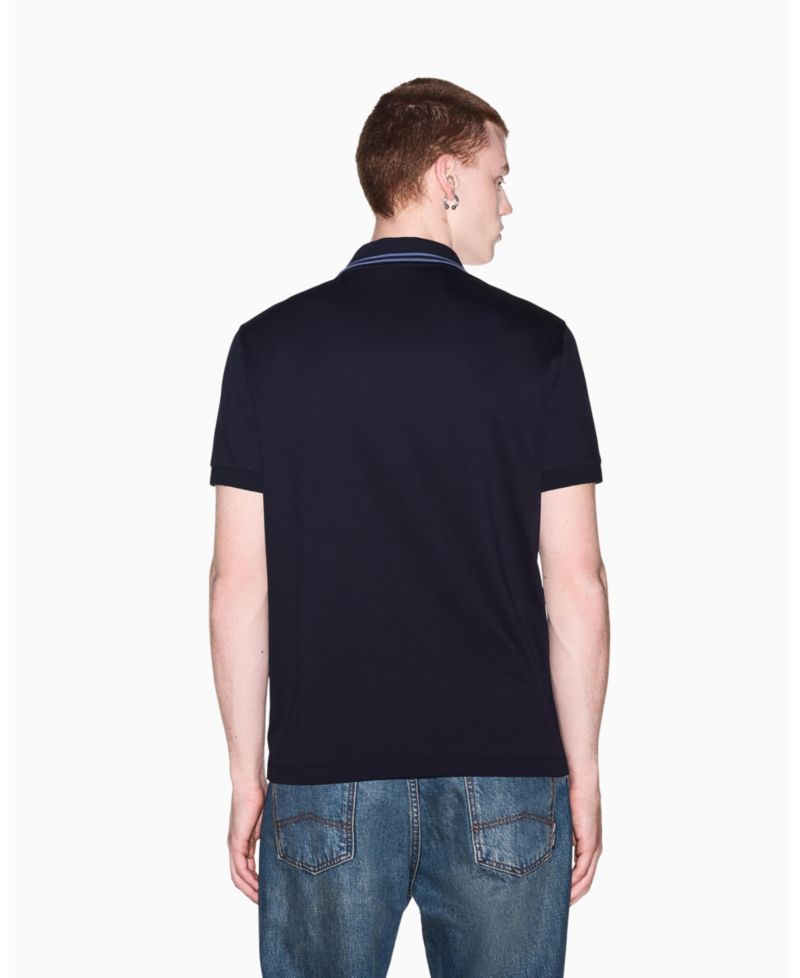 Men's Mercerized Tipping Johnny Collar Polo Shirt