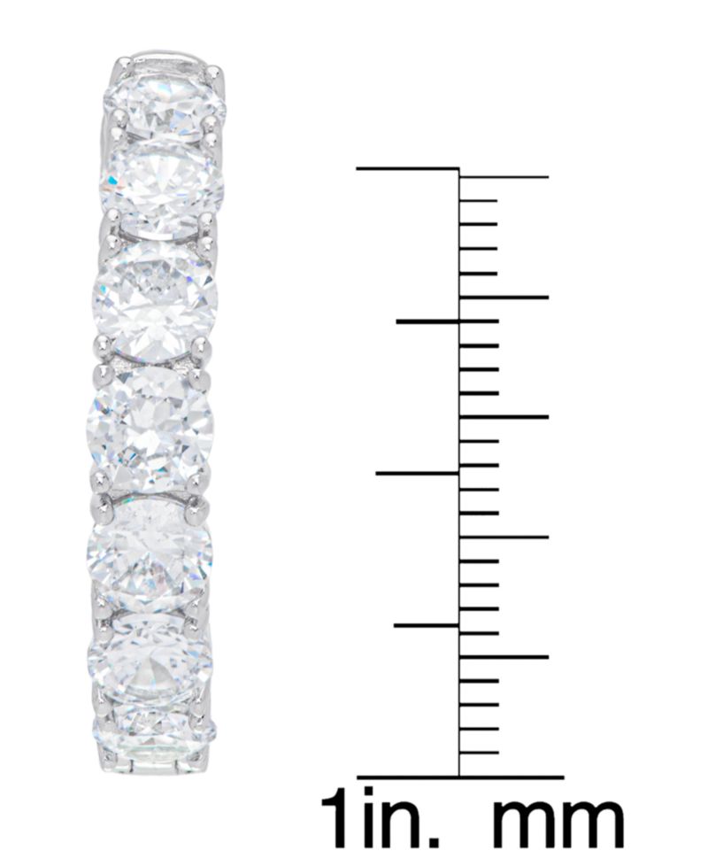 Women's Fine Silver Plated Cubic Zirconia Hoop Earrings