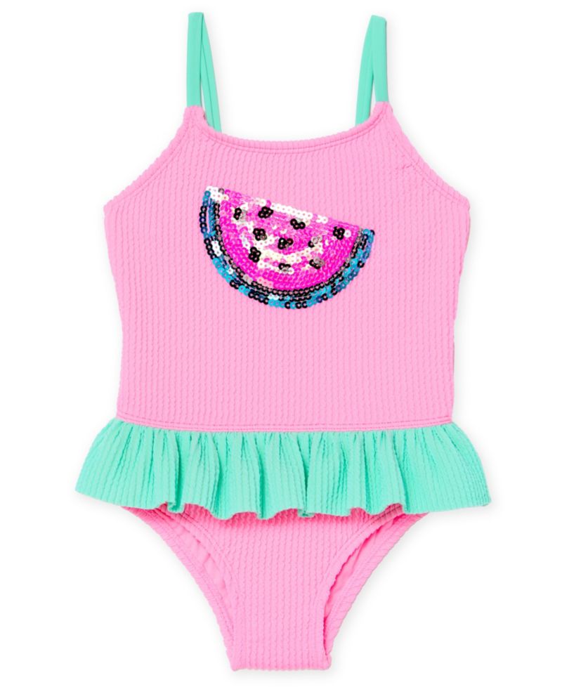 Girls' Toddler 2T-5T Sequin Scoop Neck One-Piece Swimsuit
