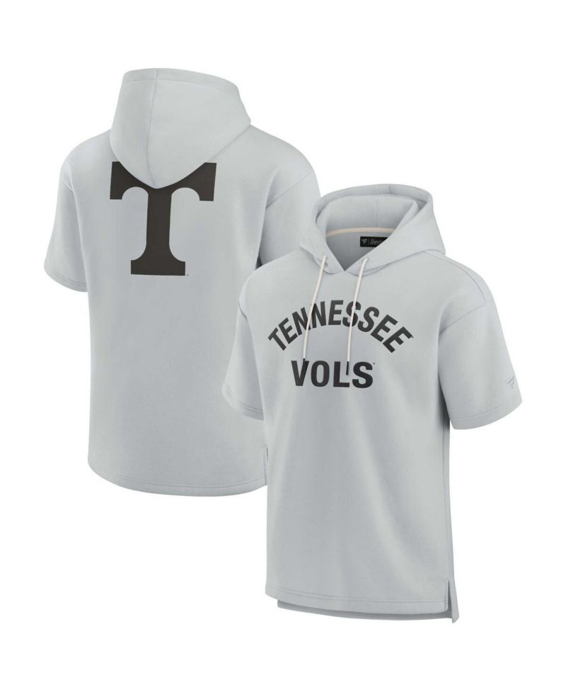 Men's and Women's Gray Tennessee Volunteers Super Soft Fleece Short Sleeve Pullover Hoodie
