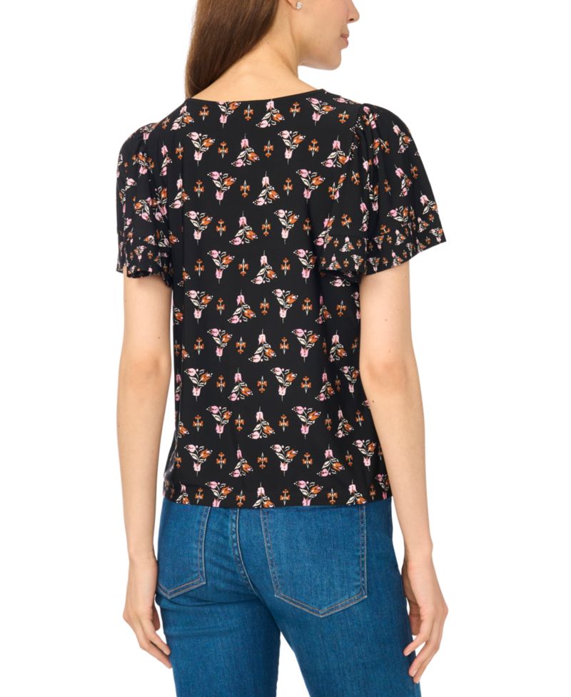 Women's Shirred Short-Sleeve Crew Neck Blouse