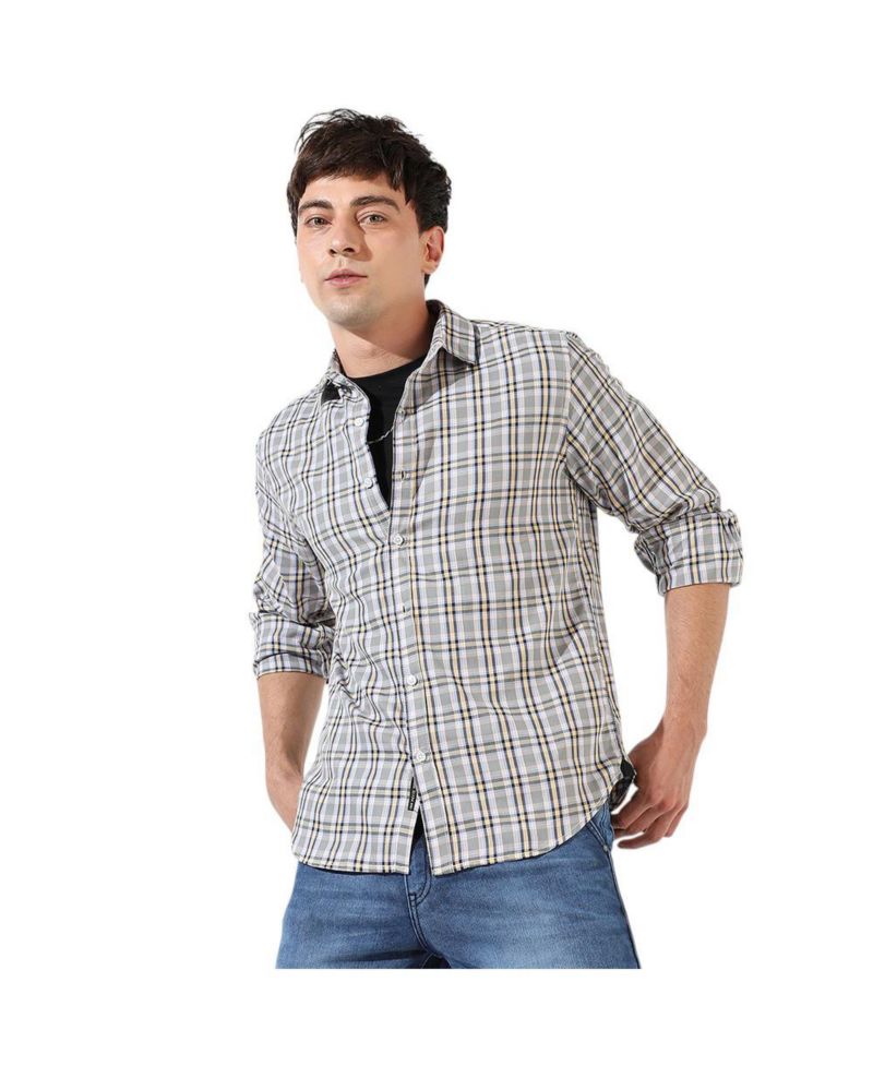 Men's Multicolour Checkered Regular Fit Casual Shirt