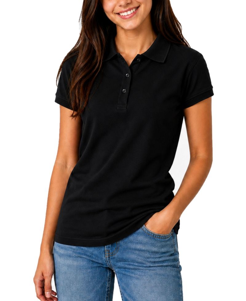 Women's Short Sleeve School Uniform Pique Polo Shirt