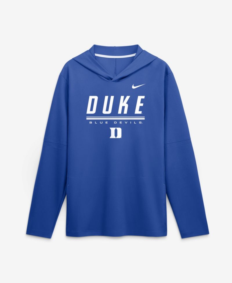 Men's Royal Duke Blue Devils 2026 Sideline Lightweight Long Sleeve Hooded Dri-FIT T-Shirt