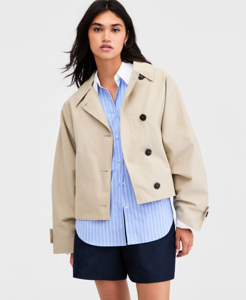 Women's Oversized Cropped Trench Jacket