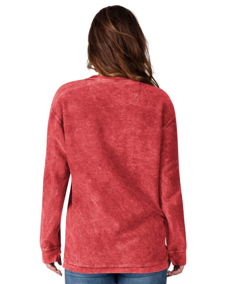 Women's G-III 4Her by Carl Banks Red Atlanta Falcons Comfy Cord Distressed Pullover Sweatshirt