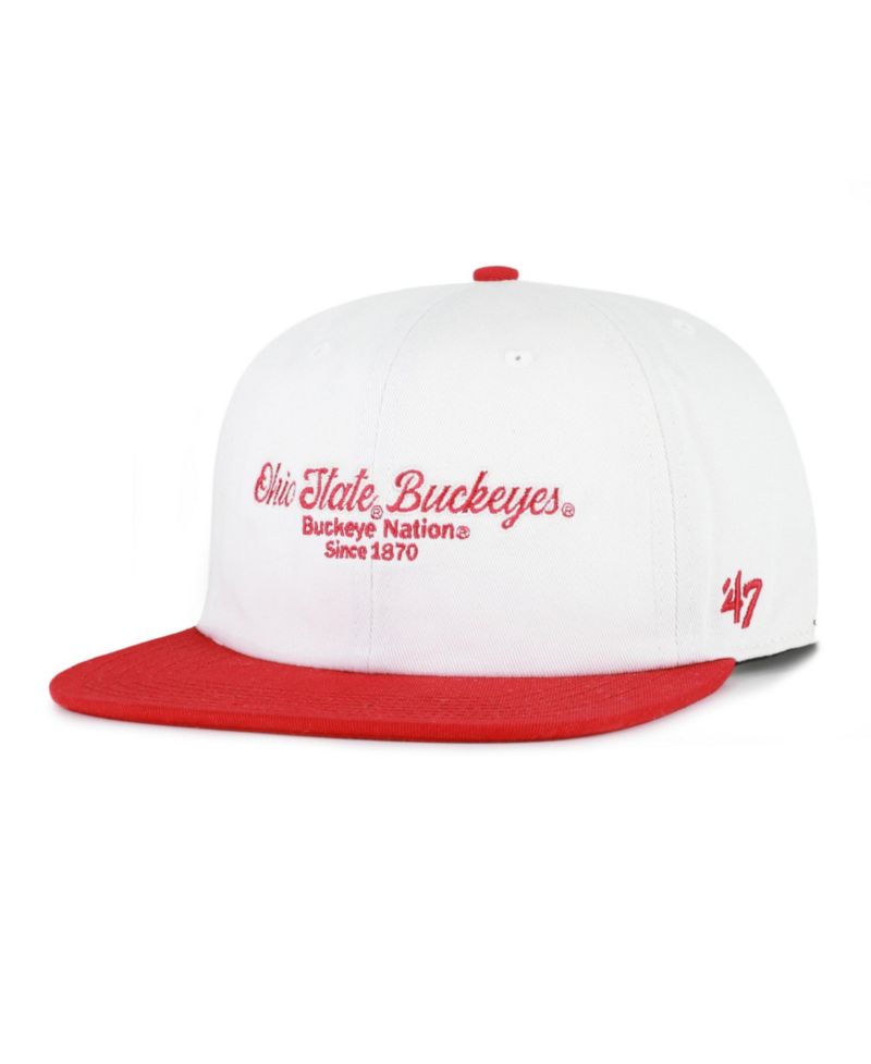 Men's '47 White/Scarlet Ohio State Buckeyes Script Stack Relaxed Captain Adjustable Hat