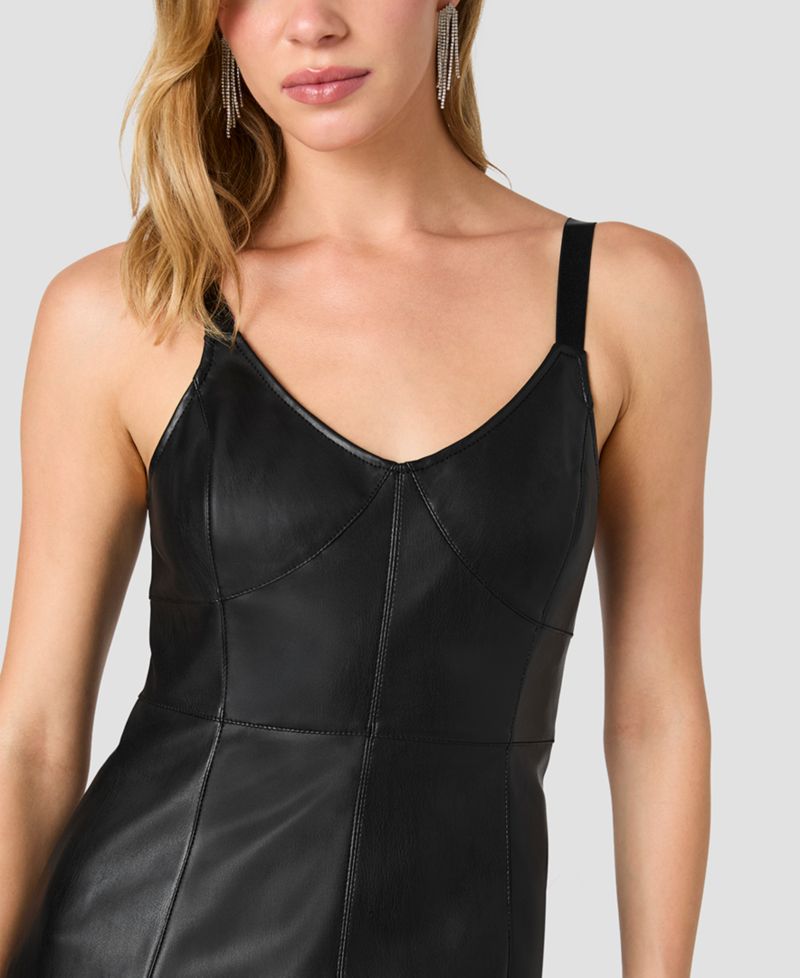 Women's Dessa Faux Leather V-Neck Sleeveless Midi Dress