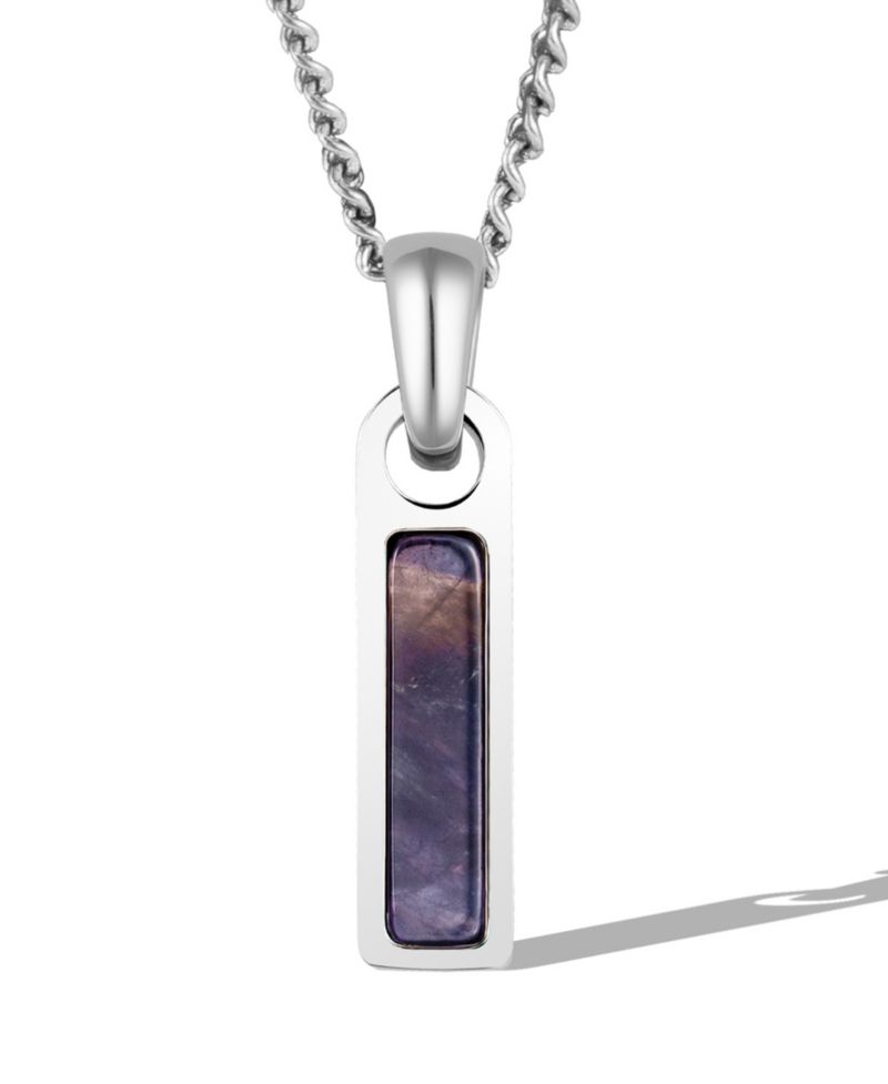 Men's Birthstone Tag Necklace - Silver Pendant