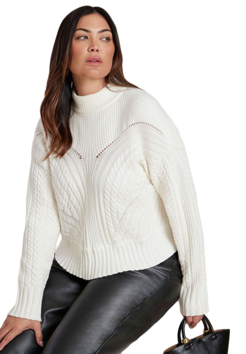 Women's Cableknit Funnelneck Sweater