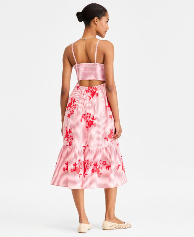 Plus Cutout-Back Tiered Cotton Midi Dress