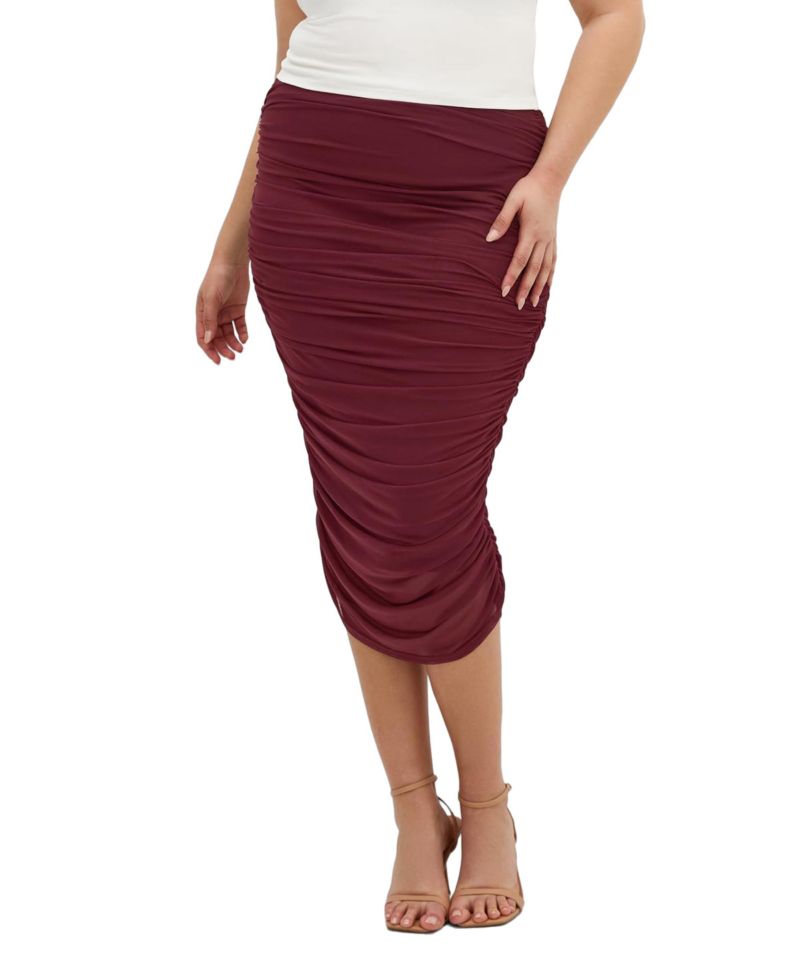 Women's Plus Size Anastasia Ruched Midi Skirt