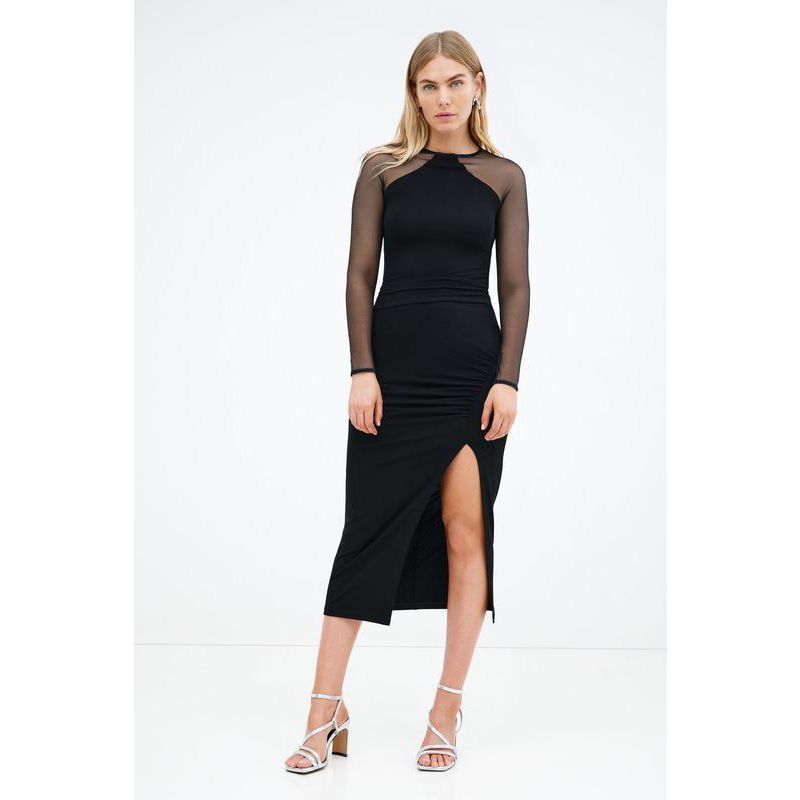 Women's Skylar Mesh-Sleeve Fitted Jersey Cocktail Top