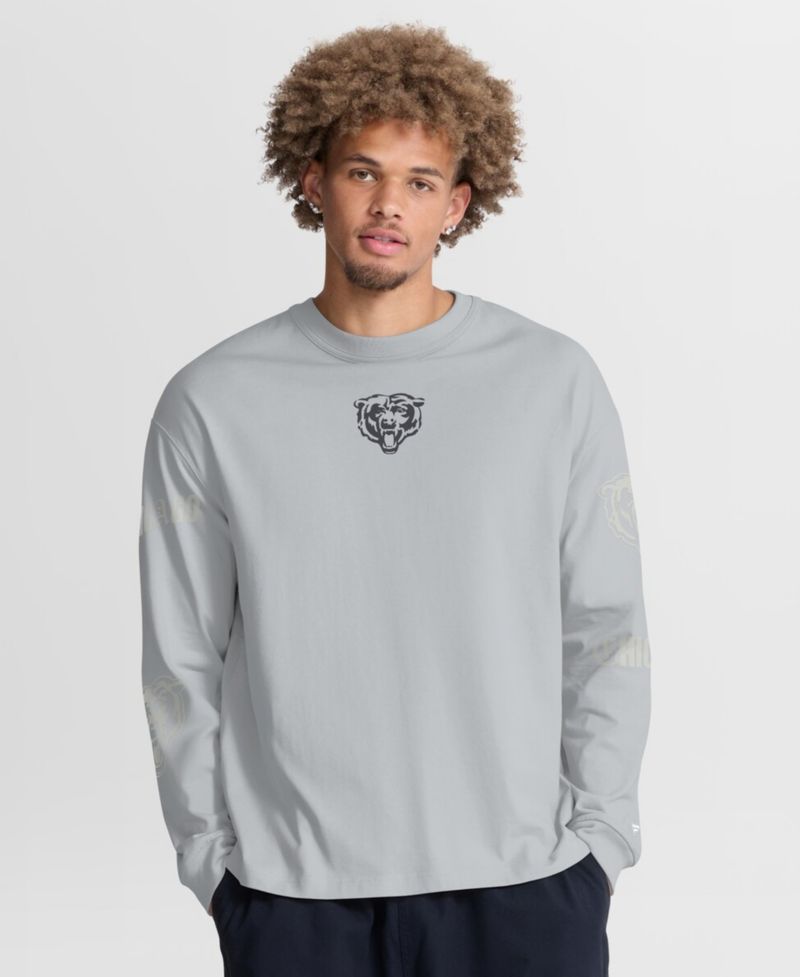 Men's Gray Chicago Bears Oversized Type Play Long Sleeve T-Shirt