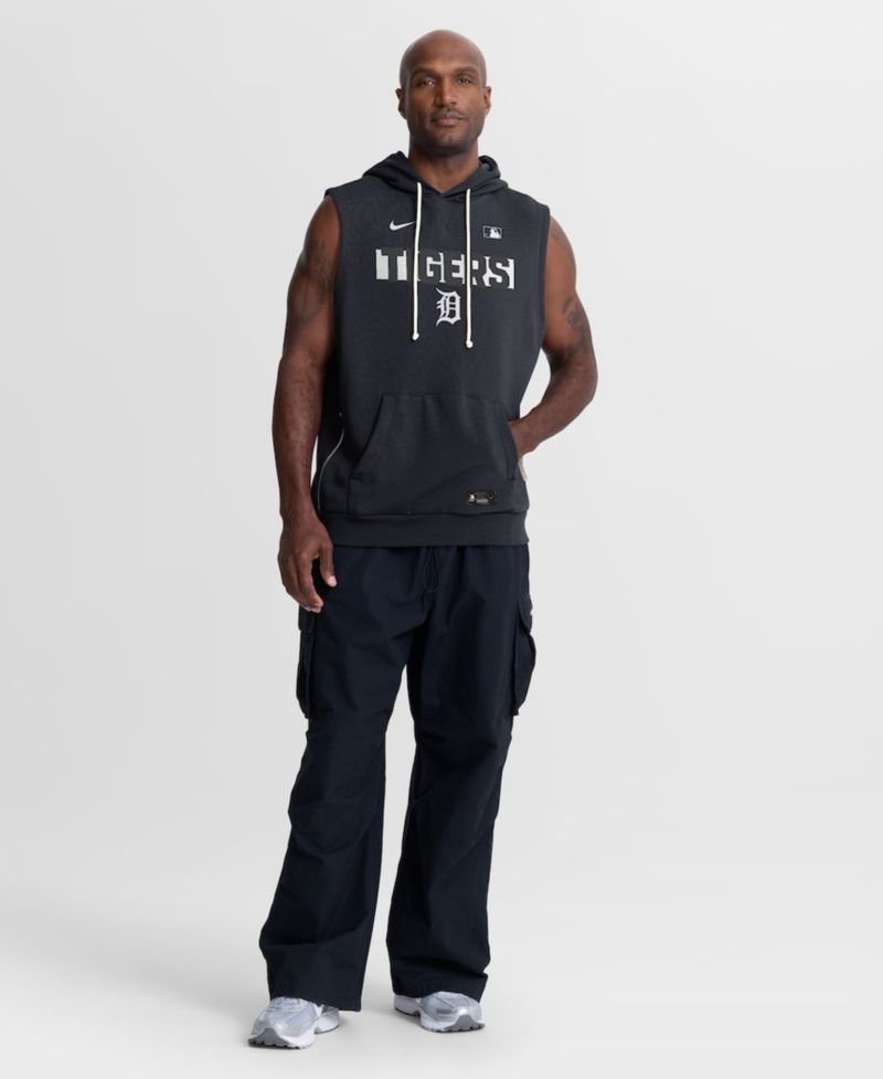 Men's Navy Detroit Tigers Authentic Collection Standard Issue Dri-FIT Sleeveless Hoodie