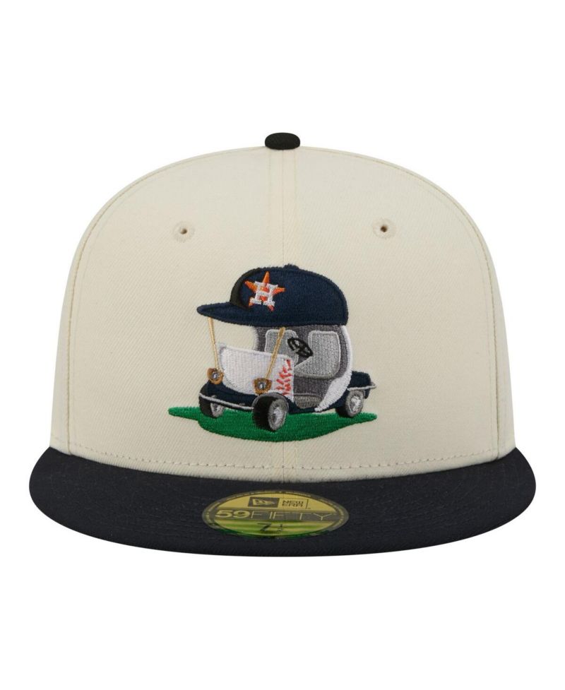 Men's Cream/Navy Houston Astros Bullpen Cart 59FIFTY Fitted Hat