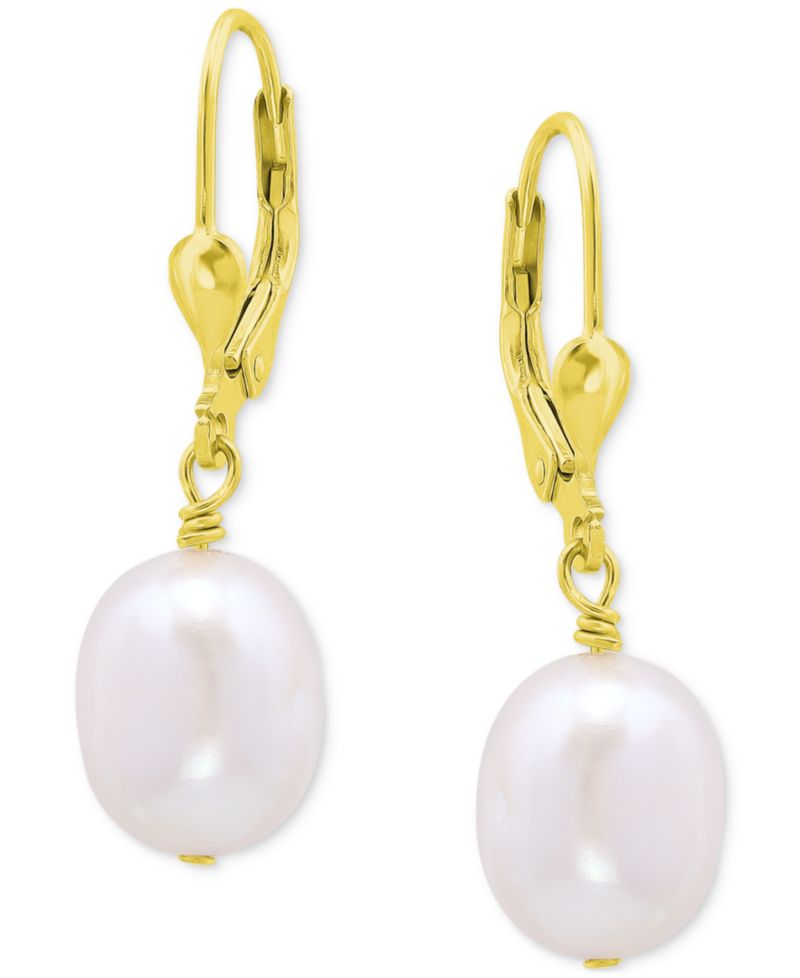 Cultured Freshwater Baroque Pearl (10mm) Leverback Drop Earrings