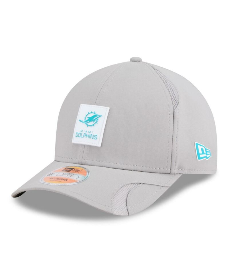 Men's Gray Miami Dolphins 2025 Sideline M-Crown 9FORTY Adjustable Hat