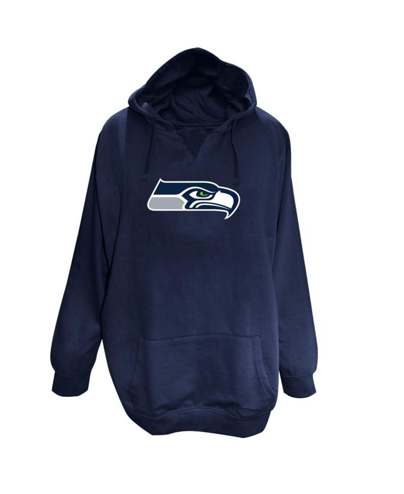 Women's College Navy Seattle Seahawks Plus Size V-Neck Pullover Hoodie