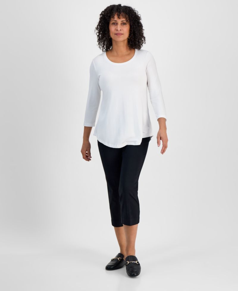 Petite 3/4-Sleeve Scoop Neck Top
