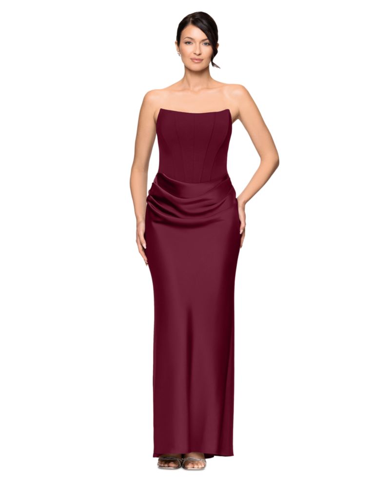 Women's Mixed-Media Strapless Corset Gown