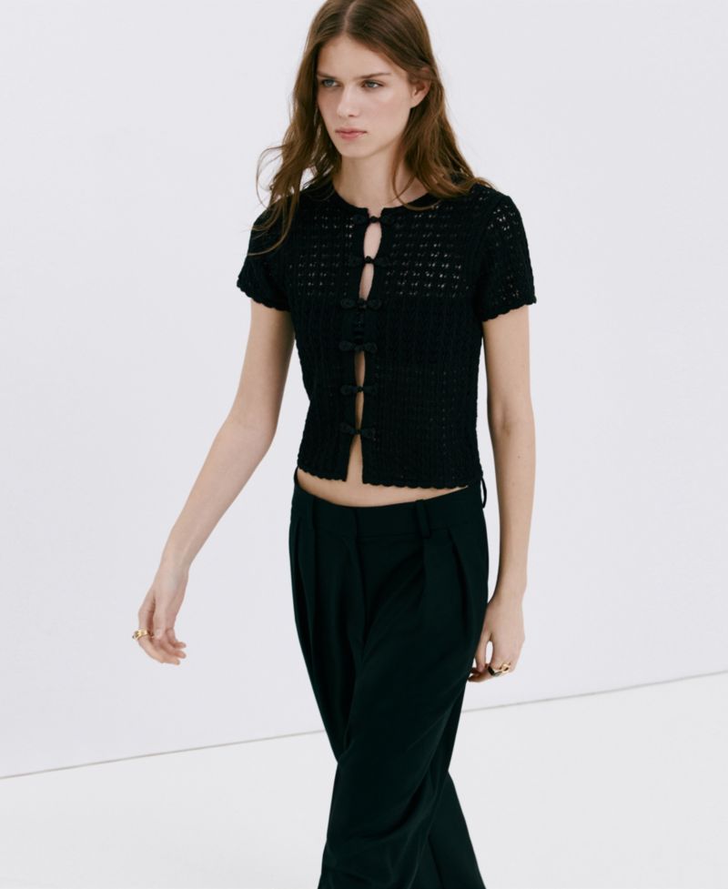 Women's Toggles Openwork Knit Cardigan