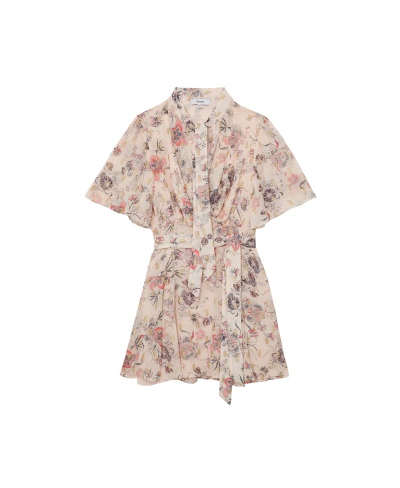 Women's Metallic-Floral Flippy Mini Dress