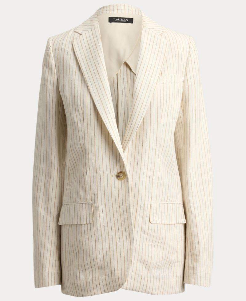 Women's Pinstripe Notch Lapel Long-Sleeve Blazer