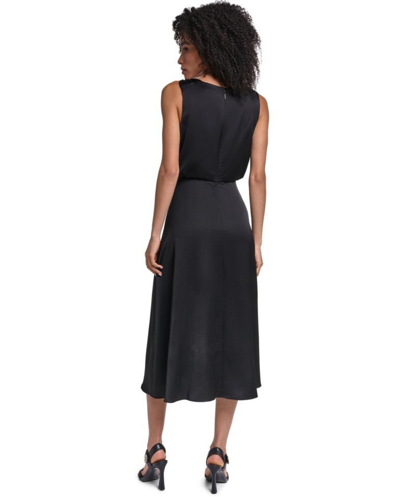 Women's Satin Sleeveless Midi Dress