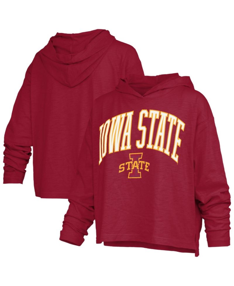 Women's Iowa State Cyclones Nelson Arch Over Logo Long Sleeve Hooded Slub T-Shirt