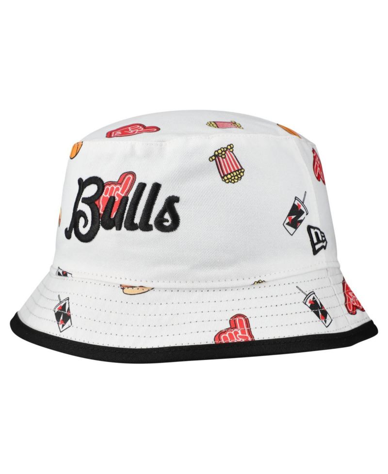 Men's White Chicago Bulls Team Cheer Reversible Bucket Hat